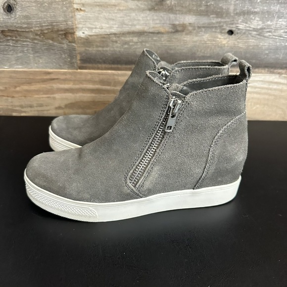 Steve Madden Wedgie High Top Sneaker Leather Streetwear Gray Bootie Shoes 8.5 - Picture 2 of 10
